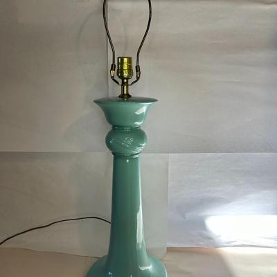 Antique Early 20th Century Turquoise Porcelain Neoclassical Form Lamp