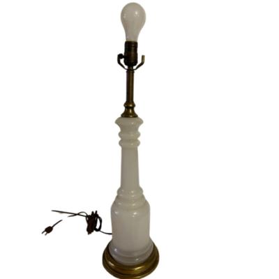 Antique Fredrick Cooper Opaline Glass Column Lamp