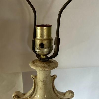 Antique Hand Painted Fern/Leaves Porcelain Table Lamp Urn on Brass Base