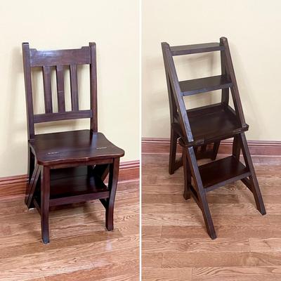 Solid Wood Flip Chair Ladder Stool