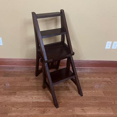 Solid Wood Flip Chair Ladder Stool