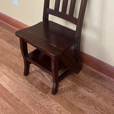 Solid Wood Flip Chair Ladder Stool