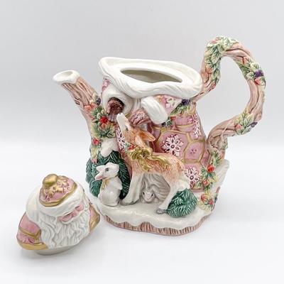 FITZ & FLOYD ~ Snowy Woods ~ Santa Teapot