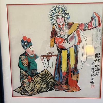 Chinese man and woman and Chinese dancer and man print