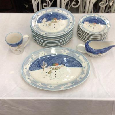 Snowman Dish Set Stoneware
