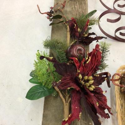 Pine Cones,Board, Metal Reindeer Sleigh Holiday Decor