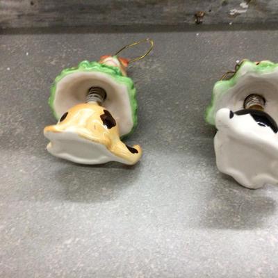 Cat And Dog Ceramic Christmas Tree Bobbles