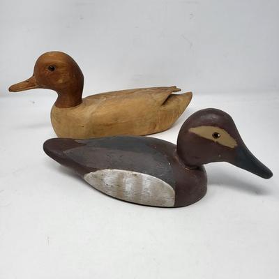 Two Carved Wood Duck Decoy's