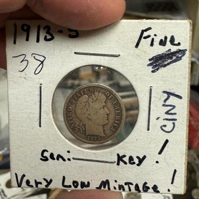1913 S BABER DIME SEMI KEY