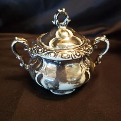 Rudolf Wachter Silver Overlay Porcelain Tea Set (LR-KD)