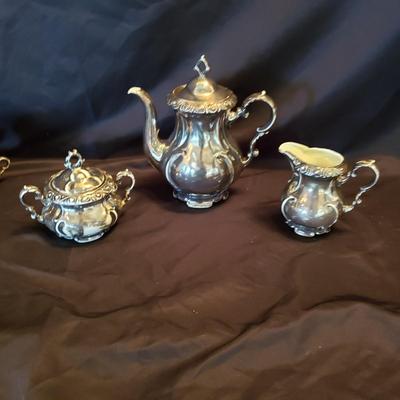 Rudolf Wachter Silver Overlay Porcelain Tea Set (LR-KD)