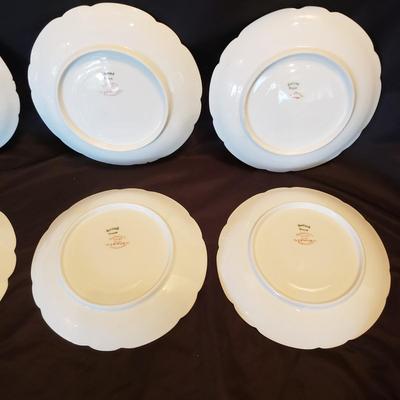 Haviland Limoges Rose and Blue Floral Print Lunch and Dessert Plates