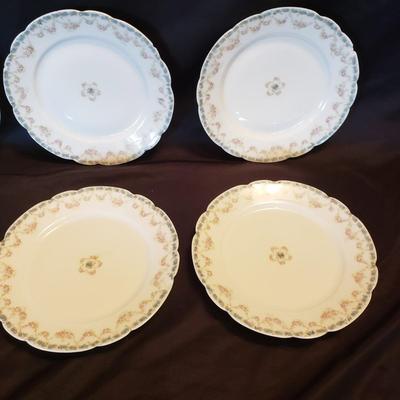 Haviland Limoges Rose and Blue Floral Print Lunch and Dessert Plates