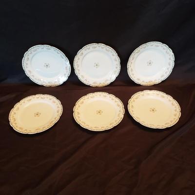 Haviland Limoges Rose and Blue Floral Print Lunch and Dessert Plates