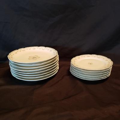 Haviland Limoges Rose and Blue Floral Print Lunch and Dessert Plates