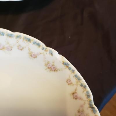 Haviland Limoges Rose and Blue Floral Print Lunch and Dessert Plates