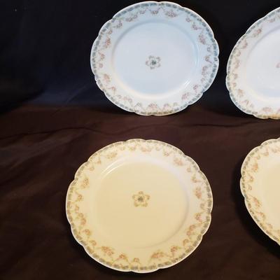 Haviland Limoges Rose and Blue Floral Print Lunch and Dessert Plates