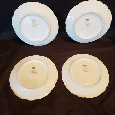 Haviland Limoges Rose and Blue Floral Print Lunch and Dessert Plates