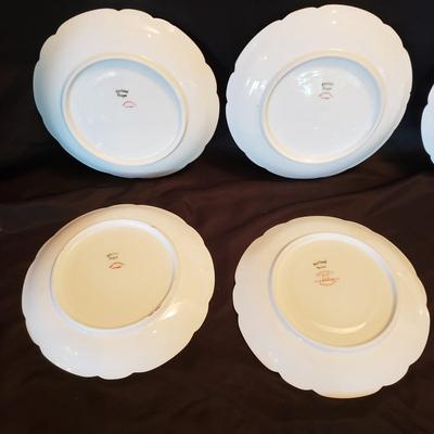 Haviland Limoges Rose and Blue Floral Print Lunch and Dessert Plates