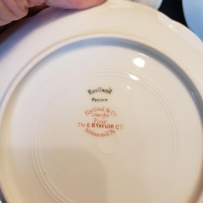 Haviland Limoges Rose and Blue Floral Print Lunch and Dessert Plates
