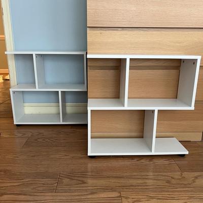 2 Bookshelves 2 Tier S Shape Bookcase Display Shelf