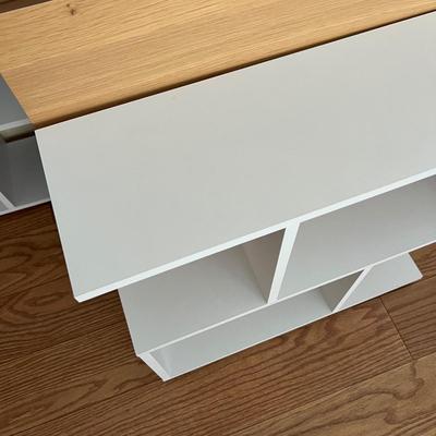 2 Bookshelves 2 Tier S Shape Bookcase Display Shelf