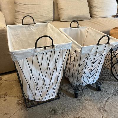 2 Iron Laundry Storage Baskets