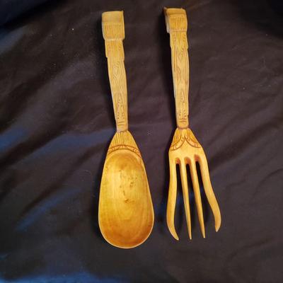 Wooden Salad Bowl Set and Five Sets of Tongs (LR-KD)
