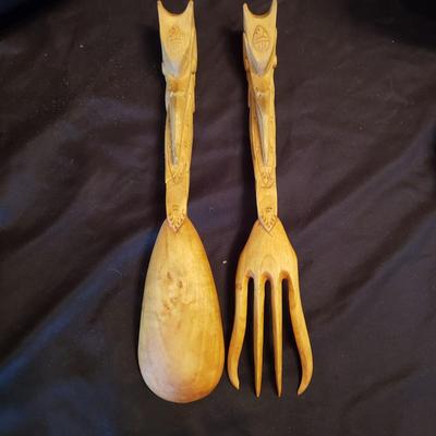 Wooden Salad Bowl Set and Five Sets of Tongs (LR-KD)