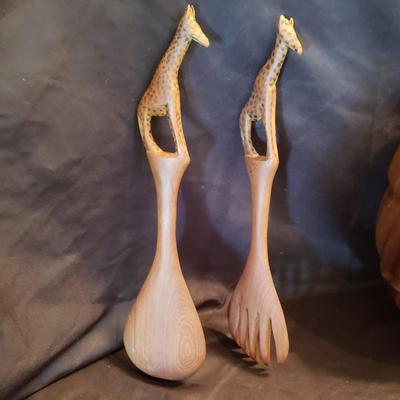 Wooden Salad Bowl Set and Five Sets of Tongs (LR-KD)