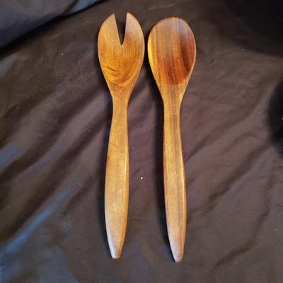 Wooden Salad Bowl Set and Five Sets of Tongs (LR-KD)
