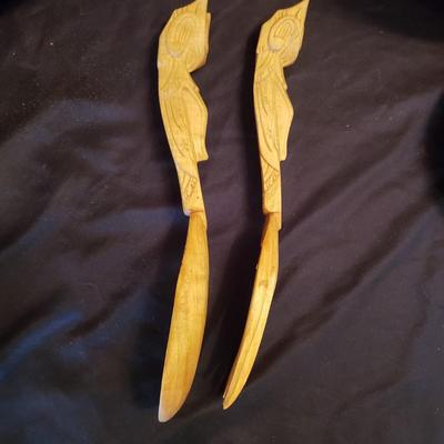 Wooden Salad Bowl Set and Five Sets of Tongs (LR-KD)