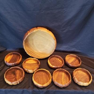 Wooden Salad Bowl Set and Five Sets of Tongs (LR-KD)