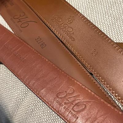 Men’s Accessories Lot - Silk Pocket Squares, Leather Belts