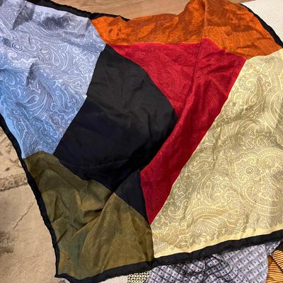 Men’s Accessories Lot - Silk Pocket Squares, Leather Belts