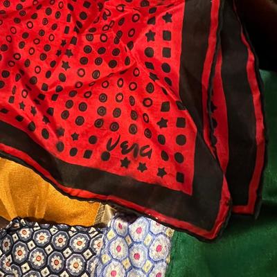 Men’s Accessories Lot - Silk Pocket Squares, Leather Belts