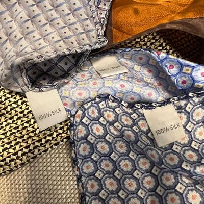 Men’s Accessories Lot - Silk Pocket Squares, Leather Belts