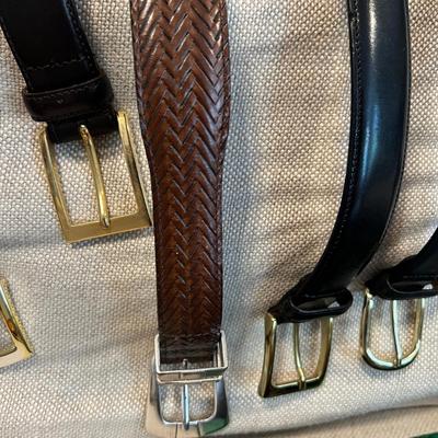 Men’s Accessories Lot - Silk Pocket Squares, Leather Belts