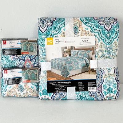 MAINSTAYS ~ Multi Paisley ~ Full/Queen Quilt & Two (2) Standard Shams