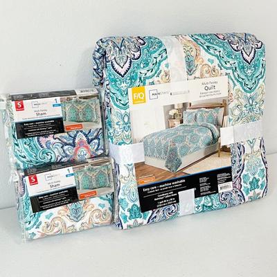 MAINSTAYS ~ Multi Paisley ~ Full/Queen Quilt & Two (2) Standard Shams