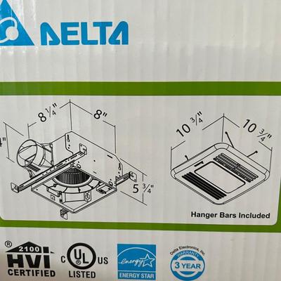 NEW Delta Fan/Dimmable LED Light, Humidity Sensor NIB