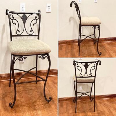 ASHLEY ~ Pine & Wrought Iron Style Iron Pub Table & Four (4) Chairs