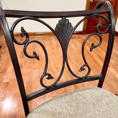 ASHLEY ~ Pine & Wrought Iron Style Iron Pub Table & Four (4) Chairs