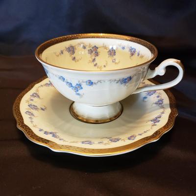 Rosenthal Gold Rimmed Blue and White Plates and Tea Cups (LR-KD)