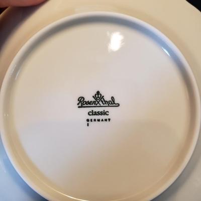 Rosenthal Gold Rimmed Blue and White Plates and Tea Cups (LR-KD)