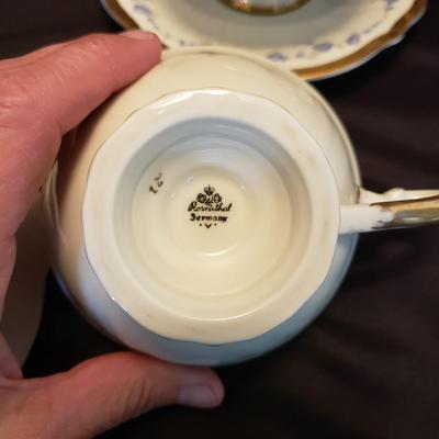 Rosenthal Gold Rimmed Blue and White Plates and Tea Cups (LR-KD)