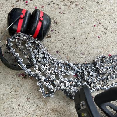 RYOBI 18 in. Battery Chainsaw, Batteries, Charger, New Chains, etc,