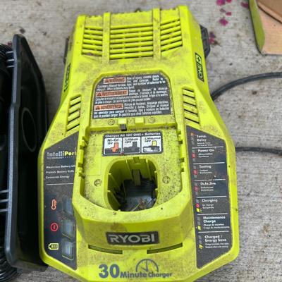 Ryobi Lot - Drill, Bits, Inflator/Deflator, Charger & Battery