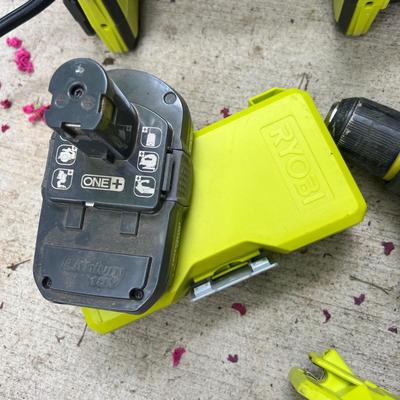 Ryobi Lot - Drill, Bits, Inflator/Deflator, Charger & Battery
