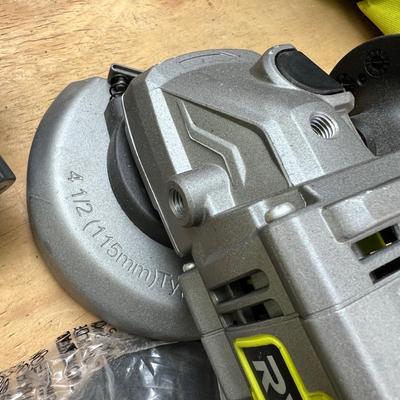 Ryobi Lot - Airstrike Nailgun, Angle Grinder, 2 Batteries, Charger